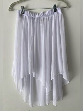Tag 1080 Sheer White Hi-Low Skirt Dance Costume Piece